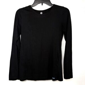 Adar Black Underscrub Top Solid Crewneck Long Sleeve T-Shirt Knit Size Small